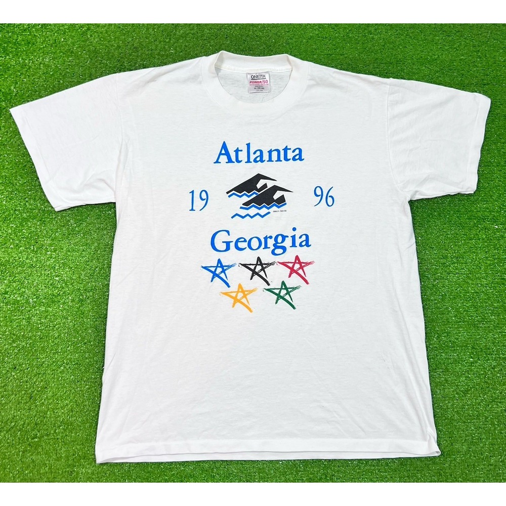 Vintage 1996 Olympics Shirt XL single Stitch Oneita Atlanta Georgia Swimming